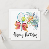 Tennisball mit viel Blume zum Geburtstag Karte (Vorderseite/Rückseite Beispiel)