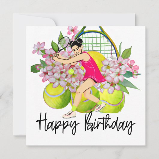 Tennisball mit viel Blume zum Geburtstag Karte (Vorderseite)