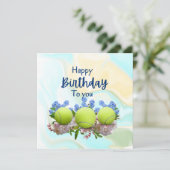 Tennisball mit viel Blume zum Geburtstag Karte (Stehend Vorderseite)