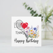 Tennisball mit viel Blume zum Geburtstag Karte (Stehend Vorderseite)