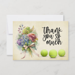 Tennisball mit vielen Blume des Spielers Dankeskarte