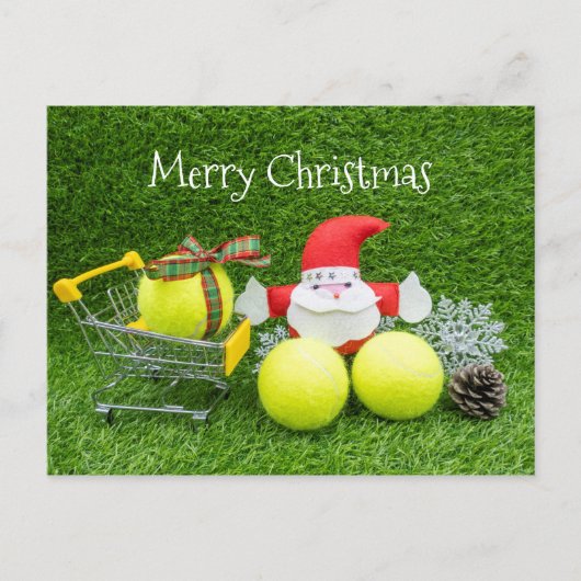 Tennisball mit Weihnachtsbäumen Postkarte (Vorderseite)