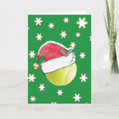 Tennisball mit Weihnachtskarte der Weihnachtsmannm Feiertagskarte (Vorderseite)