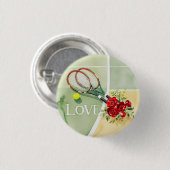 Tennisball mit Wort-LIEBE auf dem Platz Button (Vorne & Hinten)