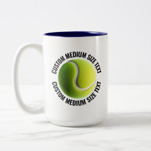 Tennisball & Mittelgroß Text NAVY BLAU 425g Custom Zweifarbige Tasse