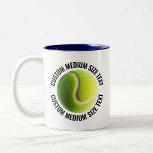 Tennisball & Mittelgroßer Text NAVY BLAU 11oz Maßa Zweifarbige Tasse