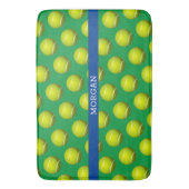 Tennisball-Muster, weißer Name, blau und grün Badematte (Vorderseite Vertikal)