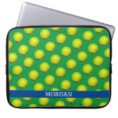 Tennisball-Muster, weißer Name, blau und grün Laptopschutzhülle (Vorderseite)