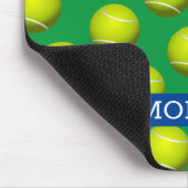 Tennisball-Muster, weißer Name, blau und grün Mousepad (Ecke)