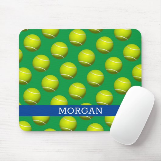 Tennisball-Muster, weißer Name, blau und grün Mousepad (Mit Mouse)
