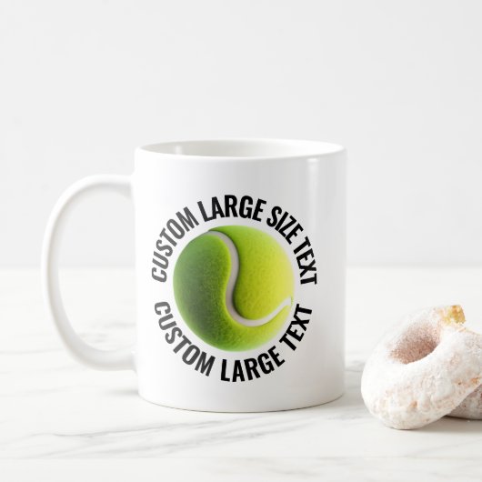 Tennisball Personalisierter Text 11 oz. Kaffeetasse (Mit Donut)