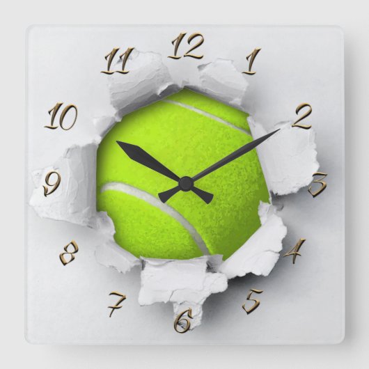 Tennisball Quadratische Wanduhr (Vorderseite)