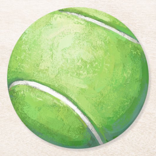 Tennisball Runder Pappuntersetzer (Vorderseite)