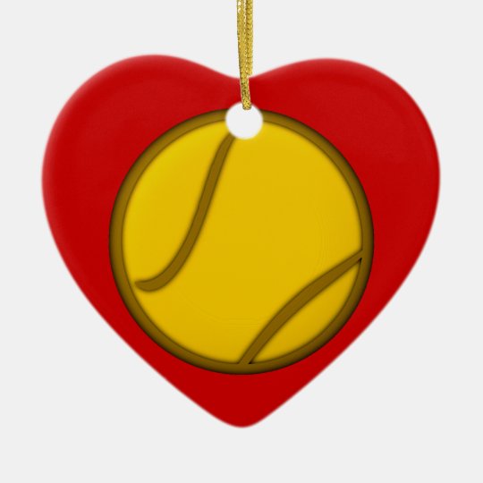 Tennisball tennis ball keramik Herz-Ornament