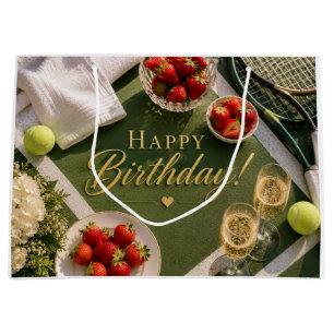 Tennisball und Champagner zum Geburtstag Große Geschenktüte