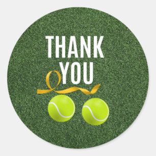 Tennisball und Danke, Wort Runder Aufkleber