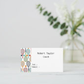 Tennisball und farbenfrohe Schlägerei auf Weiß Visitenkarte (Stehend Vorderseite)