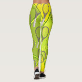 Tennisball und Racket auf Gelb Leggings (Rückseite)
