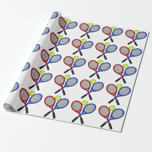 Tennisball und Rackets Geschenkpapier (Ungerollt)