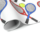 Tennisball und Rackets Geschenkpapier (Rolleneckpunkt)