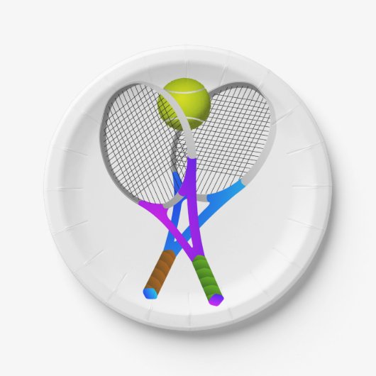 Tennisball und Rackets Pappteller (Vorderseite)