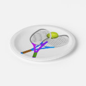 Tennisball und Rackets Pappteller (Schrägansicht)