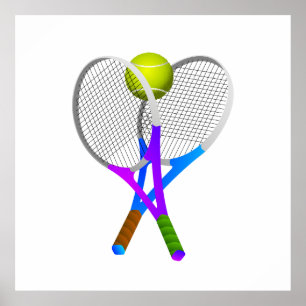 Tennisball und Rackets Poster