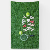 Tennisball und Schläger mit glücklichem Neujahr Banner (Vertikal)