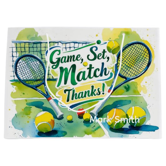 Tennisball und Schläger mit Liebe Große Geschenktüte (Vorderseite)