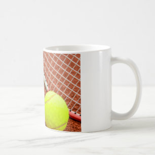 Tennisball-und Schläger-Nahaufnahme Kaffeetasse