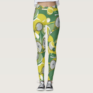 Tennisball und Schläger schwarz-weiße Tinte auf gr Leggings