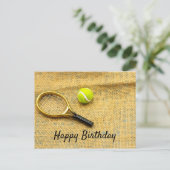 Tennisball und Schläger zum Geburtstag Postkarte (Stehend Vorderseite)