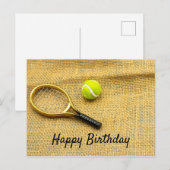Tennisball und Schläger zum Geburtstag Postkarte (Vorne/Hinten)