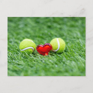 Tennisball Valentinstag mit Herz Feiertagspostkarte