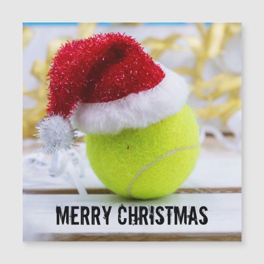 Tennisball Weihnachtsfeiertag mit Weihnachtsmannmü Magnetkarte (Vorderseite)
