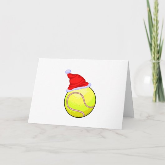 Tennisball (Weihnachtsmannmütze) Feiertagskarte (Vorderseite)