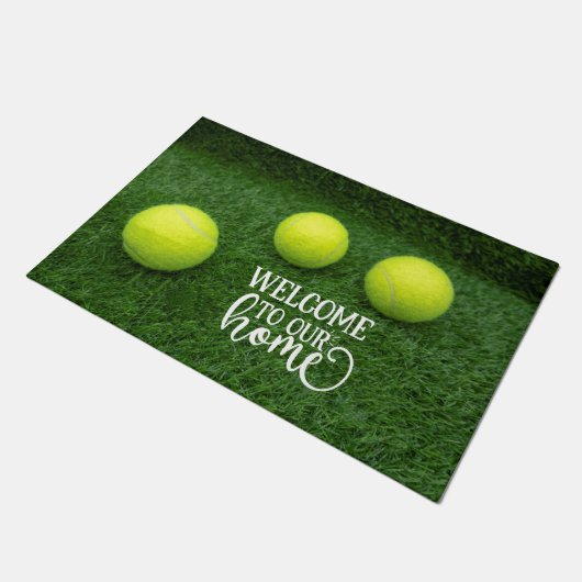 Tennisball Welcome Zuhause Fußmatte (Schrägansicht)
