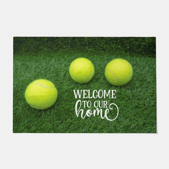 Tennisball Welcome Zuhause Fußmatte (Vorderseite)