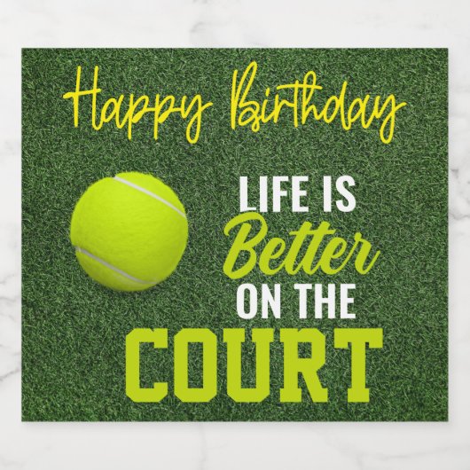 Tennisbälle Das Leben ist besser auf dem Platz Geb Schaumweinetikett (Einzelnes Label)