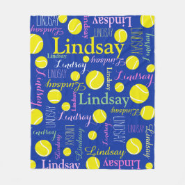 Tennisbälle gelb, pink, grüne blaue Mädchen Name Fleecedecke