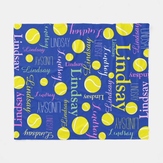 Tennisbälle gelb, pink, grüne blaue Mädchen Name Fleecedecke (Vorderseite (Horizontal))