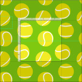 Tennisbälle, grünes Stoffmuster Stoff (Kachel)