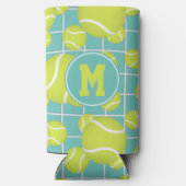 Tennisbälle Muster mit Netzdetails mit Monogramm Selters Dosenkühler (Rückseite)
