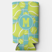 Tennisbälle Muster mit Netzdetails mit Monogramm Selters Dosenkühler (Vorderseite)