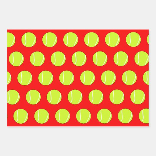 Tennisbälle und Weihnachtsrot und grüne Weihnachte Geschenkpapier Set (Vorderseite 3)
