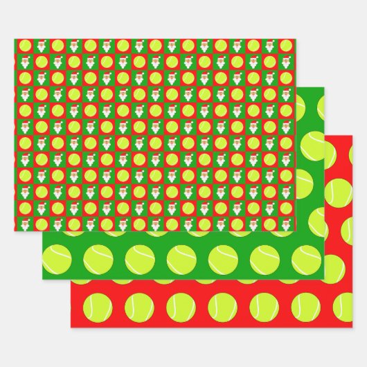 Tennisbälle und Weihnachtsrot und grüne Weihnachte Geschenkpapier Set (Set)
