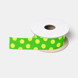 Tennisballs Gemustert auf Green Satinband