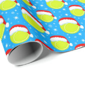 Tennisballs tragen Hut und Schneeflocken Blau des Geschenkpapier (Rolleneckpunkt)