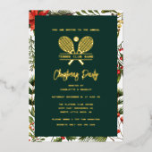 Tennisclub Party Jährliches Weihnachtsfest Gold Folieneinladung (Vorderseite)