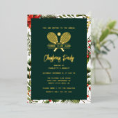 Tennisclub Party Jährliches Weihnachtsfest Gold Folieneinladung (Stehend vorne)